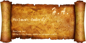 Holman Ambró névjegykártya